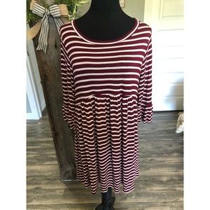 burgundy striped dress